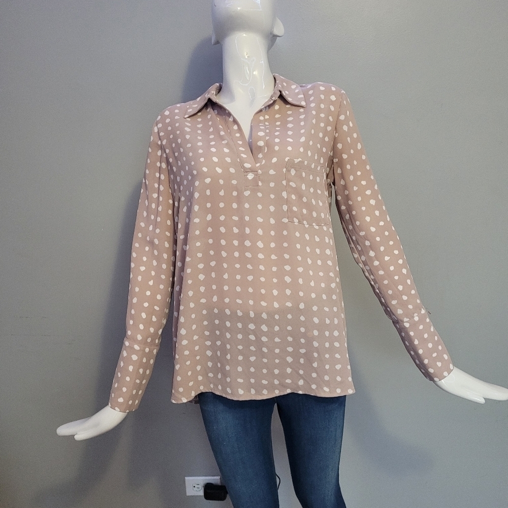 Pleione Tracy Dotted Long Sleeve Blouse, VGUC, Size S